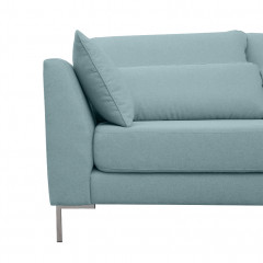 Canapé d'angle en tissu pieds métal chromé - canapé angle droit vert gris zoom accoudoir - FANNY