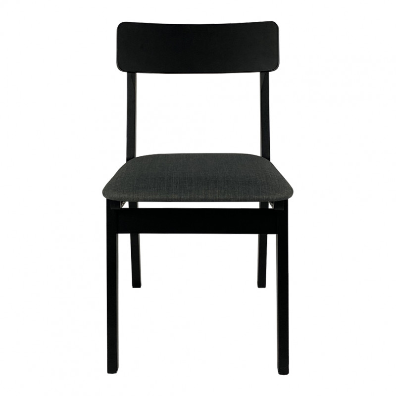 Chaise en tissu gris foncé et placage bois - vue de face - TAMARIS 725