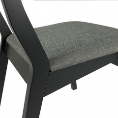 Chaise en tissu gris foncé et placage bois - zoom assise - TAMARIS 725