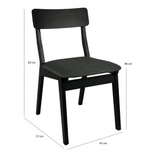 Chaise en tissu gris foncé et placage bois - dimensions - TAMARIS 725