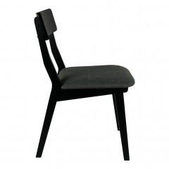 Chaise en tissu gris foncé et placage bois - vue de côté - TAMARIS 725