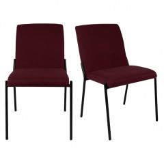 Chaise en tissu avec pied en métal noir - coloris rouge - vue en duo - JASPE