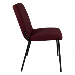 Chaise en tissu avec pied en métal noir - coloris rouge - vue de côté - JASPE
