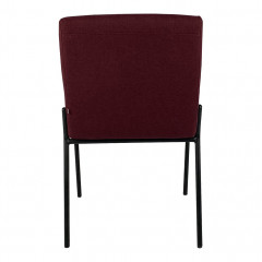 Chaise en tissu avec pied en métal noir - coloris rouge - vue de dos - JASPE