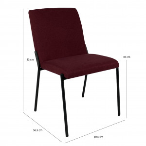 Chaise en tissu rouge avec pieds en métal noir - dimensions - JASPE