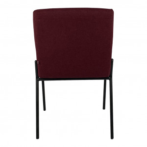 Chaise en tissu rouge avec pieds en métal noir - vue de dos - JASPE