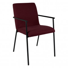 Chaise en tissu avec pied en métal noir - coloris rouge - vue de 3/4 - JASPE