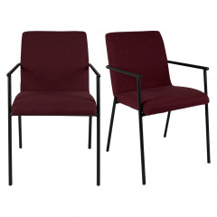 Lot de 2 chaises en tissu avec pied en métal noir - coloris rouge - JASPE