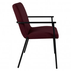 Chaise en tissu avec pied en métal noir - coloris rouge - vue de côté - JASPE