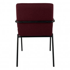 Chaise en tissu avec pied en métal noir - coloris rouge - vue de dos - JASPE