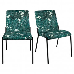 Lot de 2 chaises motif feuilles d'arbre et pieds noirs - JASPE 685