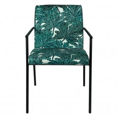 Chaise avec accoudoirs motif feuilles d'arbre et pieds noirs - vue de face -  JASPE 708
