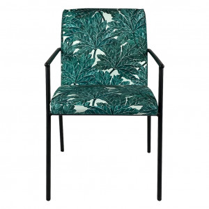 Chaise avec accoudoirs motif feuilles d'arbre et pieds noirs - vue de face -  JASPE 708