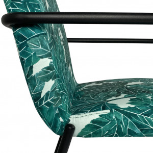 Chaise avec accoudoirs motif feuilles d'arbre et pieds noirs - zoom -  JASPE 708