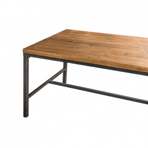 Table de repas en bois de pin recyclé L180cm avec piètement en métal noir - zoom - INDUS