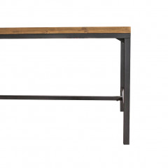 Table de repas en bois de pin recyclé L180cm avec piètement en métal noir - vue de côté - INDUS