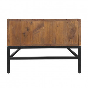 Table basse en bois de pin et métal noir 4 tiroirs - vue de côté - INDUS