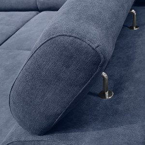 Canapé d'angle gauche convertible en tissu - coloris bleu - zoom têtière - KENT