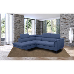 Canapé d'angle gauche convertible en tissu - coloris bleu - vue en ambiance - KENT