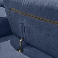 Canapé d'angle gauche convertible en tissu - coloris bleu - zoom têtière - KENT