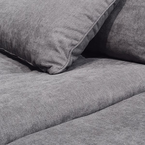 Canapé d'angle fixe en tissu texturé gris - zoom - LIAM