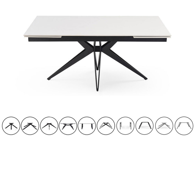 Table extensible en céramique blanc pure L160/240cm - 9 piètements - UNIK