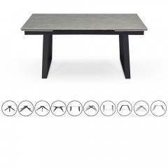 Table extensible en céramique marbre grey L160/240cm - 9 piètements - UNIK