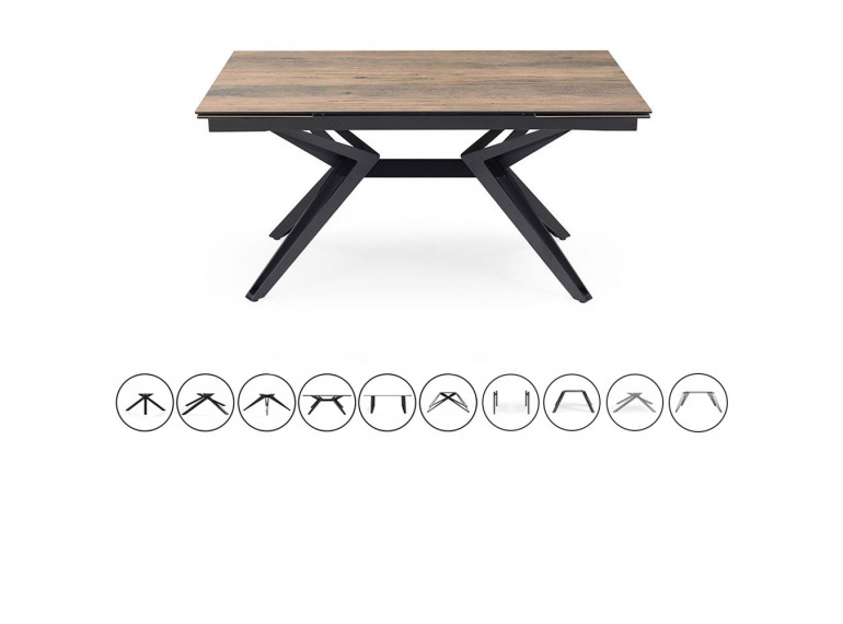 Table extensible en céramique finition bois L160/240cm - 8 piètements - UNIK