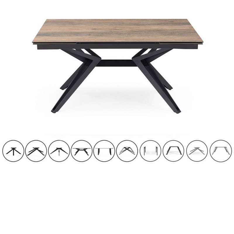 Table extensible en céramique finition bois L160/240cm - 8 piètements - UNIK