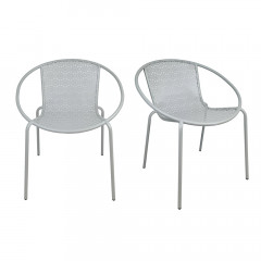 Lot de 2 fauteuils de jardin en métal avec accoudoirs - coloris gris - vue en lot de 2 - CLEMENTINE