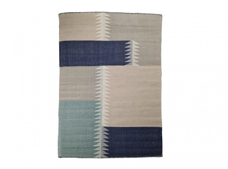 Tapis tissé en laine et coton motif patchwork 160x230cm - vue de dessus - ADEL 045