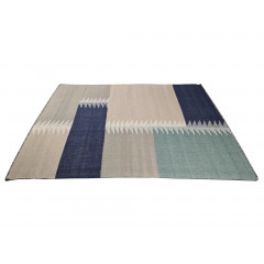 Tapis tissé en laine et coton motif patchwork 160x230cm - vue de côté - ADEL 045