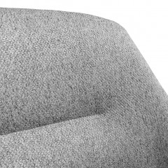 Fauteuil en tissu gris chiné avec accoudoirs et surpiqures pieds en métal noir - Style rétro - MUST