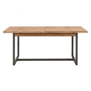 Table de repas extensible en bois d'acacia avec pieds en métal L180/220cm - vue de face - POSITANO