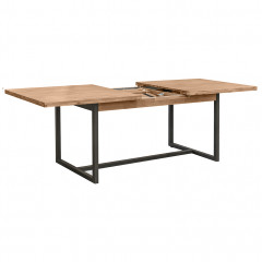Table de repas extensible en bois d'acacia avec pieds en métal L180/220cm - vue rallonge - POSITANO