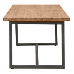 Table de repas extensible en bois d'acacia avec pieds en métal L180/220cm - vue de côté - POSITANO