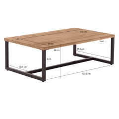Table basse en bois d'acacia avec pieds en métal - dimensions - POSITANO