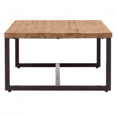 Table basse en bois d'acacia avec pieds en métal - vue de côté - POSITANO