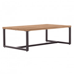 Table basse en bois d'acacia avec pieds en métal - vue de 3/4 - POSITANO