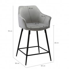 Chaise haute de bar en velours et piétement métal - 5 coloris - KING