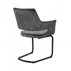 Chaise design en tissu velours & piétement métal - coloris gris anthracite - PORTO