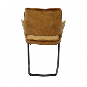 Chaise design en tissu velours & piétement métal - coloris ocre - PORTO