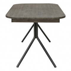 Table de repas extensible L180/220 cm en bois massif cendré et métal noir - vue de côté - BELLAGIO