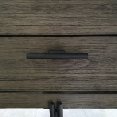 Bureau avec rangements en bois massif cendré et métal noir - zoom- BELLAGIO
