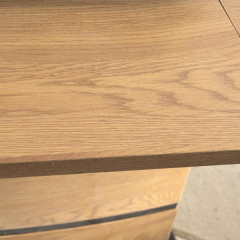 Table de repas extensible 140/180 cm pied centrale effet bois rustique - zoom effet bois - LEONAR
