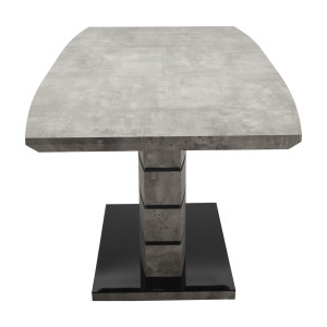 Table de repas extensible 140/180 cm pied centrale effet gris béton - vue de côté - LEONAR