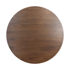 Table basse ronde en bois  brun foncé diamètre 90 cm avec 3 pieds épais incliné design moderne - plateau vue du dessus - ANGEL