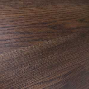 Table basse ronde en bois  brun foncé diamètre 90 cm avec 3 pieds épais incliné design moderne - zoom bois - ANGEL