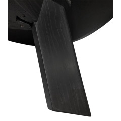 Table basse ronde en bois noir diamètre 90 cm avec 3 pieds épais incliné design moderne - zoom piétement 2 - ANGEL