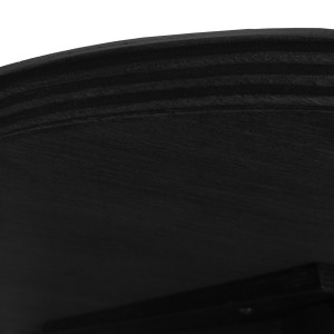 Table basse ronde en bois noir diamètre 90 cm avec 3 pieds épais incliné design moderne - zoom dessous plateau - ANGEL